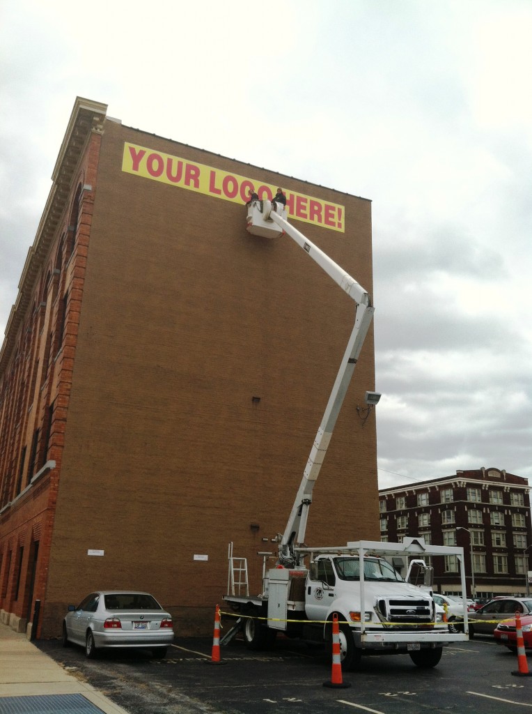 At Globe Window Cleaning, your premier window cleaners and washers in Columbus, Ohio, we also utilize our bucket truck and other high reaching equipment to hang banners and signs.